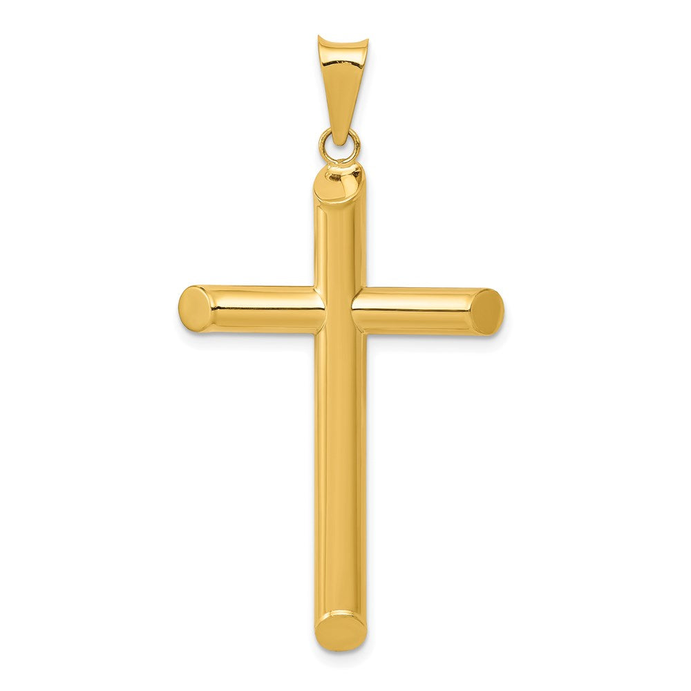 14k 3-D Polished Hollow Cross Pendant, 46 x 24 mm