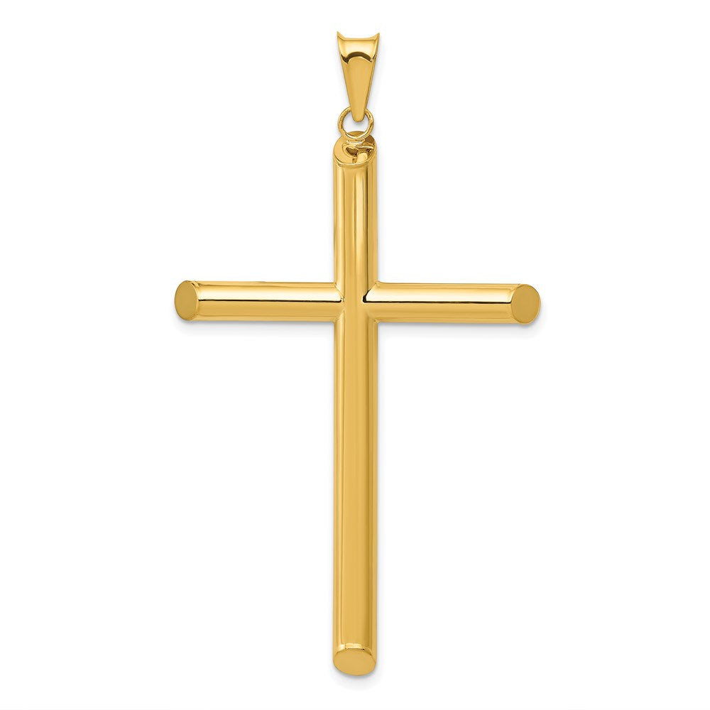 14k Large 3-D Polished Hollow Cross Pendant, 58 x 32 mm