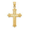 14k Reversible Diamond-cut Cross Pendant, 35 x 19 mm