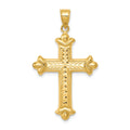 14k Reversible Diamond-cut Cross Pendant, 39 x 23 mm