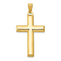 14K and White Rhodium Reversible Yellow/White Cross Pendant, 42 x 22.5 mm