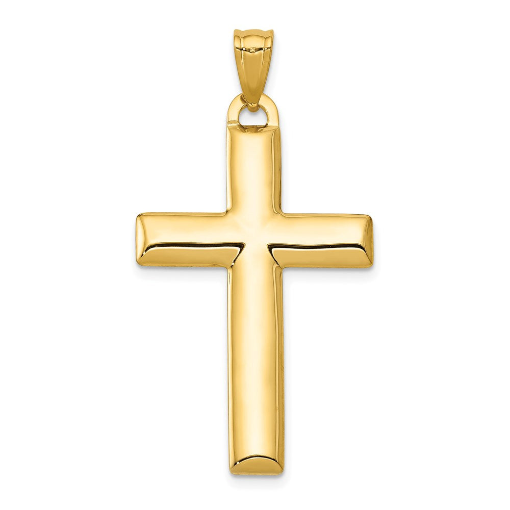 14K and White Rhodium Reversible Yellow/White Cross Pendant, 42 x 22.5 mm