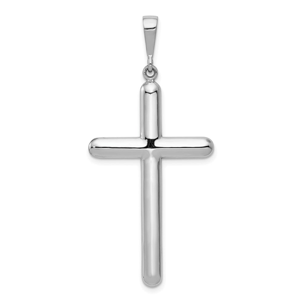 14k White Gold Cross Pendant, 49 x 23 mm