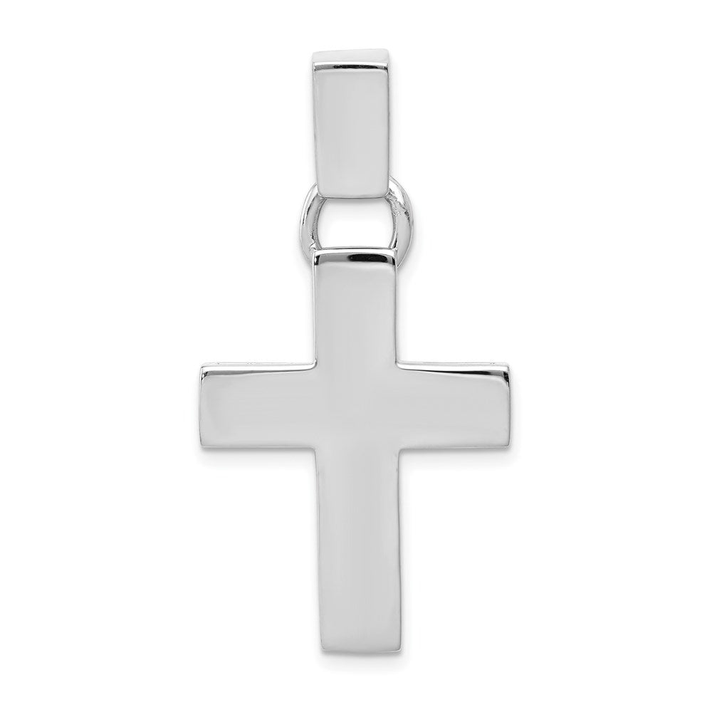 14k White Gold Modern Cross Pendant, 40 x 20.4 mm
