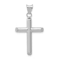 14k White Gold Polished Hollow Cross Pendant, 32 x 16 mm