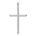14k White Gold Large Polished Hollow Cross Pendant, 45 x 25 mm