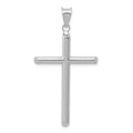 14k White Gold Hollow Cross Pendant, 46 x 24 mm