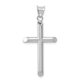 14k White Gold Hollow Cross Pendant, 35 x 17 mm