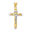 14K Two-Tone and White Rhodium Inri Crucifix Pendant, 29 x 17 mm