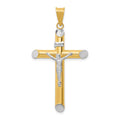 14K Two-Tone and White Rhodium Inri Crucifix Pendant, 44 x 25 mm