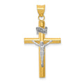 14k Two-tone INRI Crucifix Pendant, 34 x 18 mm
