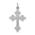 14k White Gold Fleur de Lis Cross Pendant, 30 x 16 mm