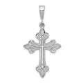 14k White Gold Fleur de Lis Cross Pendant, 40 x 22 mm