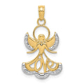 14K and White Rhodium LOVE Angel Pendant, 27 x 15 mm