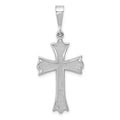 14k White Gold Fleur de Lis Cross Pendant, 39 x 17 mm