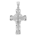 14k White Gold Fancy Latin Cross Pendant, 36 x 19 mm