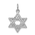 14K White Gold Star of David Charm, 24 x 15 mm