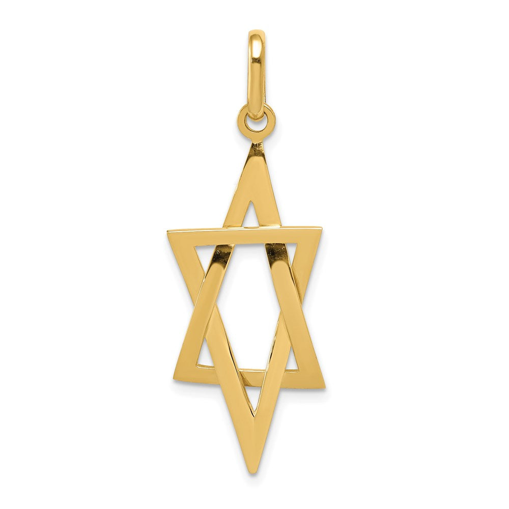 14k Elongated Star of David Pendant, 41 x 15 mm