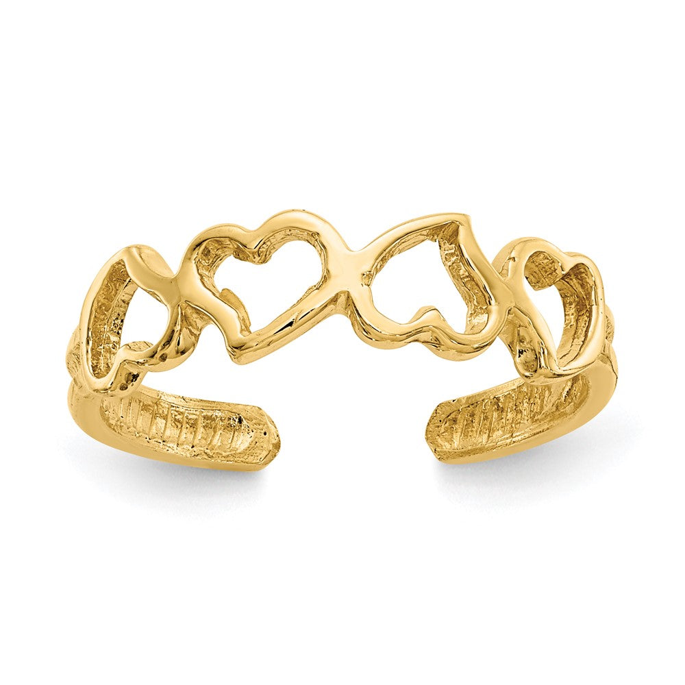 14K Open Hearts Toe Ring, 1.3 g