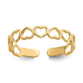 14k Open Hearts Toe Ring, 0.3 g