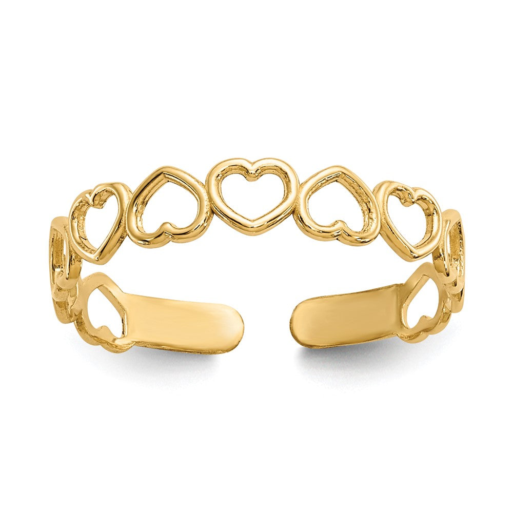 14k Open Hearts Toe Ring, 0.3 g