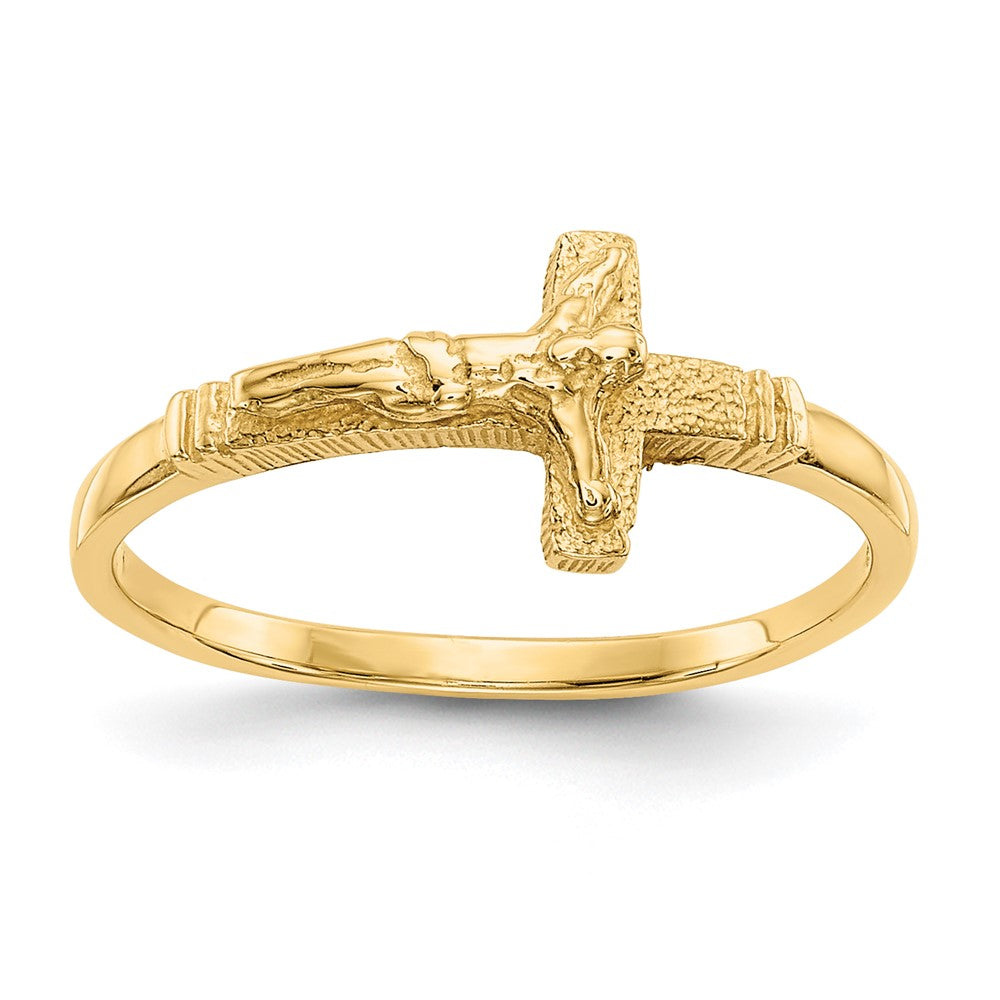 14K Satin Finish Crucifix Size 3.5 Baby / Childs Ring