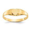 14k Satin 5.0x5.0mm Closed Back Size 3 Baby Heart Signet Ring