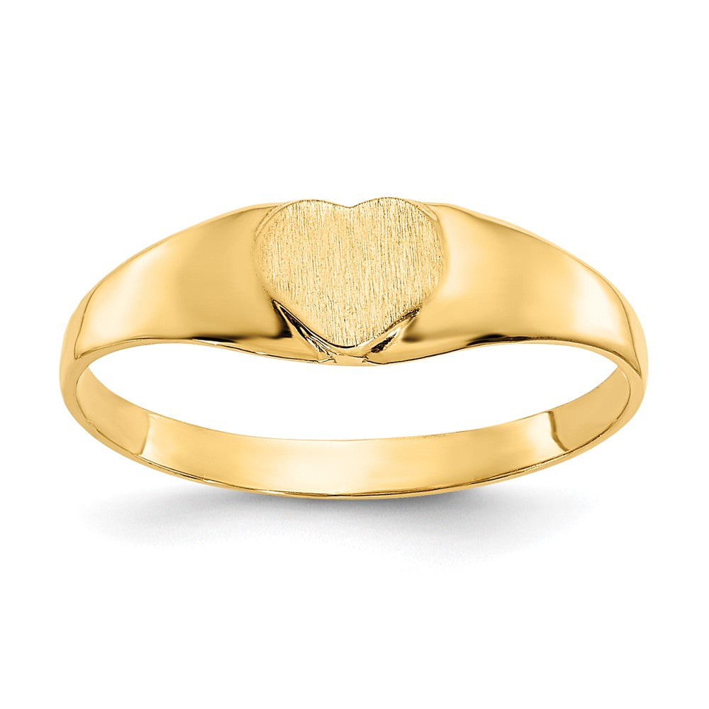 14k Satin 5.0x5.0mm Closed Back Size 3 Baby Heart Signet Ring