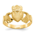 14K Mens Satin Diamond-cut Claddagh Ring, Size 10