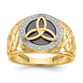 14k and White Rhodium Onyx Diamond Trinity Knot Ring, 1.47 ct, Size 10