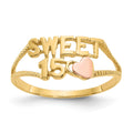 14K Two-tone Quinceanera SWEET 15 Heart Ring, Size 6