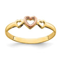 14k Rose and Yellow Gold Hearts Ring, Size 6