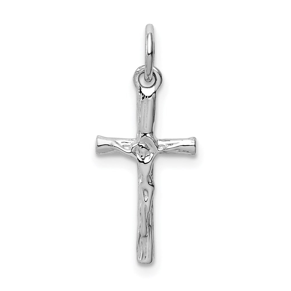 14k White Gold Crucifix Pendant, 25 x 11 mm