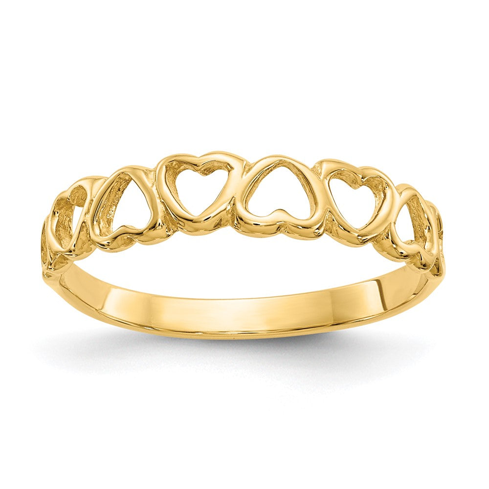 14k Polished Hearts Ring, Size 7, 0.92 g
