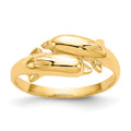 14k Double Dolphin Bypass Ring, Size 6