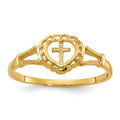 14K Diamond-Cut Cross in Heart Size 4 Baby / Childs Ring