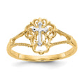 14K Two-tone Diamond Cut Cross Ring, Size 7
