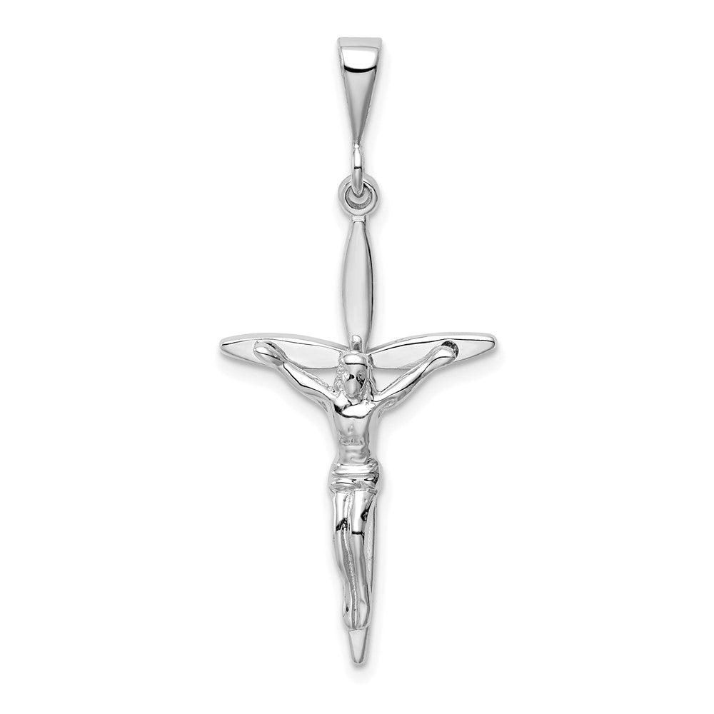 14k White Gold Passion Crucifix Pendant, 42 x 18 mm