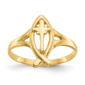 14k Ichthus with Cross Ring, Size 6