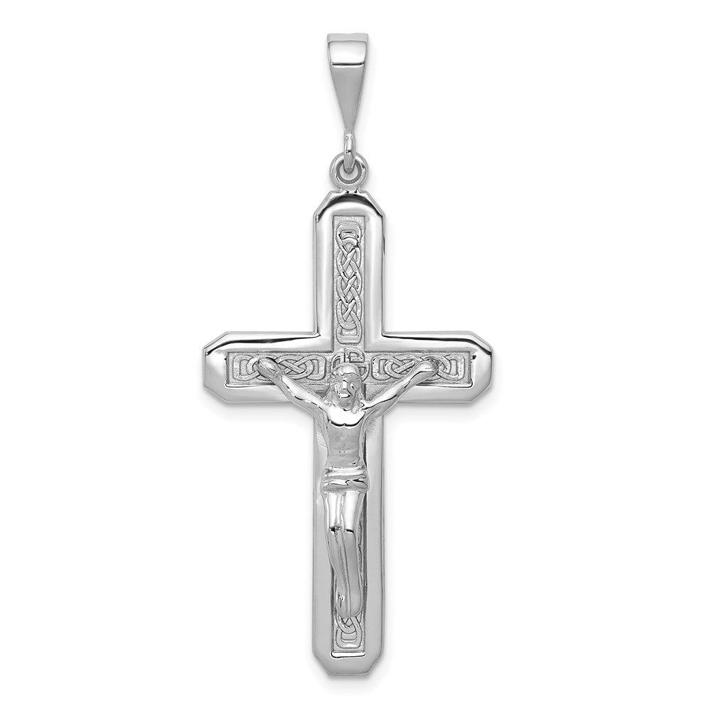14k White Gold Crucifix Pendant, 48 x 22 mm