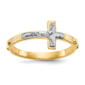 14K Two-tone Crucifix Rosary Ring, Size 7