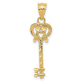 14k Diamond-cut Key Pendant, 30 x 9 mm
