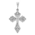 14k White Gold Fleur De Lis Cross Pendant, 39 x 20 mm