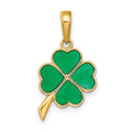 14K 4-Leaf Clover Enameled Pendant, 20 x 10 mm, 0.63 g