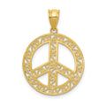 14k Filigree Peace Sign Pendant, 25 x 20 mm