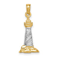14K with White Rhodium 3-D St. Augustine Lighthouse Pendant, 23 x 10 mm