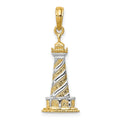 14K and White Rhodium Cape Hatteras Lighthouse Pendant, 27 x 10 mm