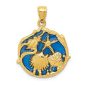14K Blue Enameled Shell Cluster Pendant, 27 x 20 mm