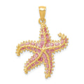 14K Pink Enameled Starfish Pendant, 32 x 23 mm