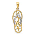 14K Two-tone Starfish Flip-Flop Pendant, 34 x 11 mm